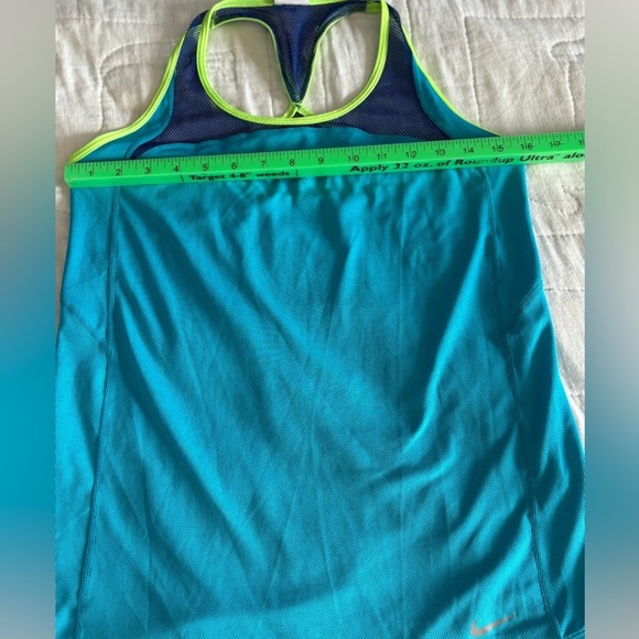 Nike Dry Fit RacerBack Tank top. Small, Teal, blue and yellow. Mesh at top. - Picture 4 of 5